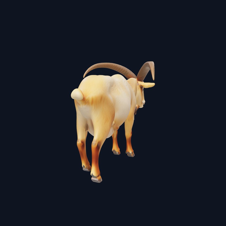 Beige Coat Curved Horn Goat model pack